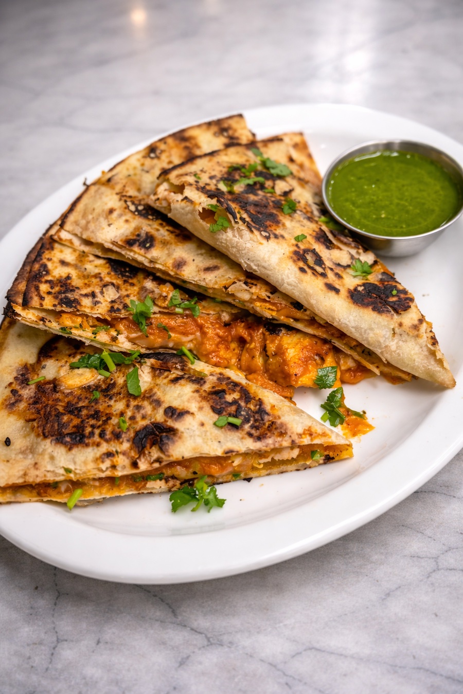 Butter chicken quesadilla at INDYA brunch in San Diego