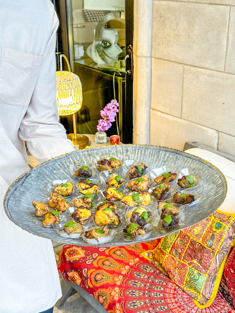 Chicken tikka catering at an INDYA private event in San Diego
