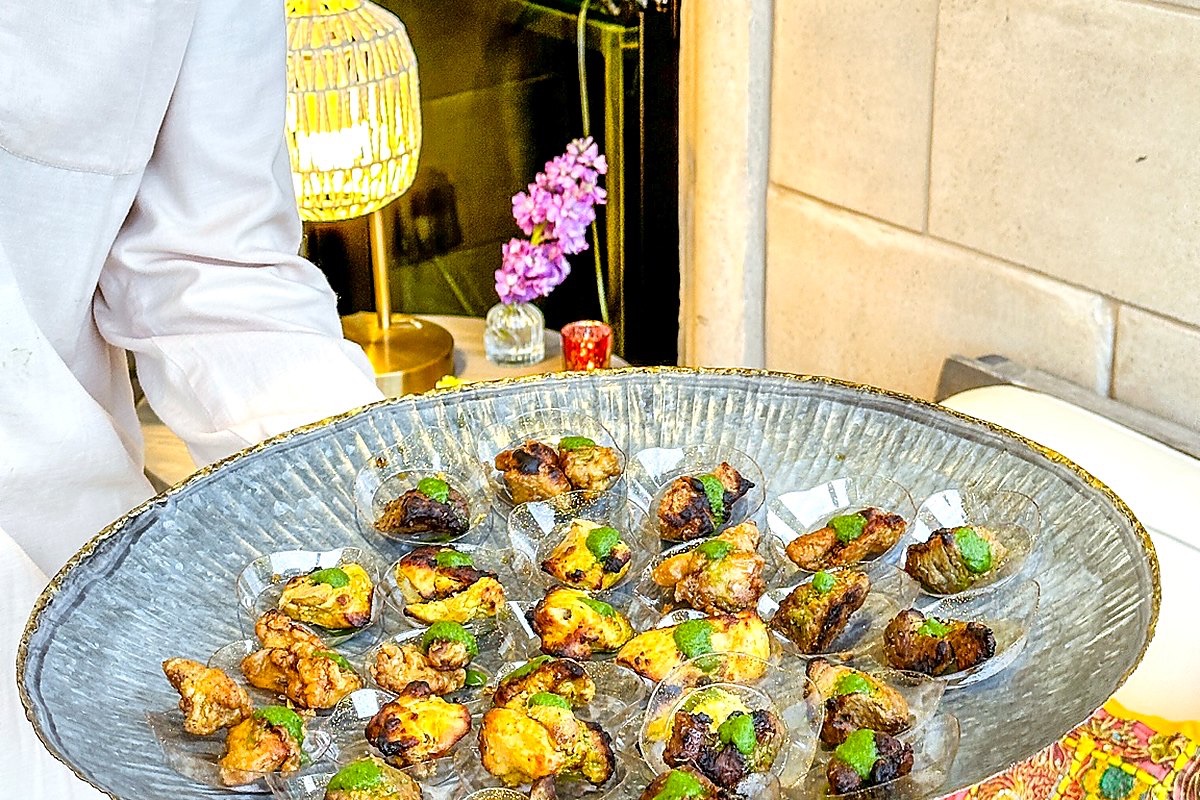 Passed appetizers for private event catering at INDYA Restaurant and Bar in San Diego